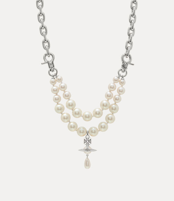 Vivienne Westwood AIDA NECKLACE - PLATINUM / CREAMROSE