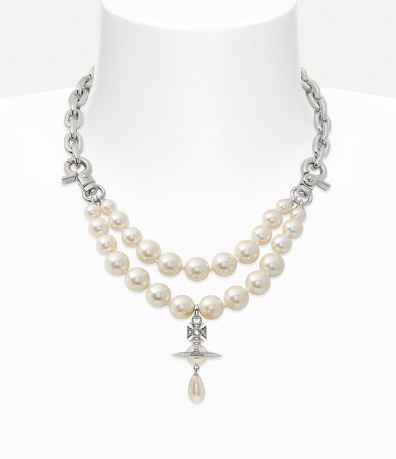 Vivienne Westwood AIDA NECKLACE - PLATINUM / CREAMROSE