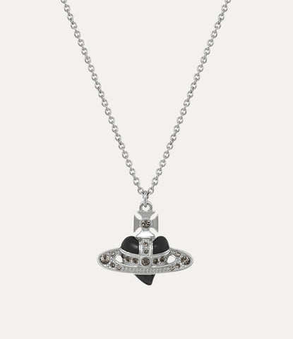 Vivienne Westwood NEW DIAMANTE HEART PENDANT - Platinum/Black