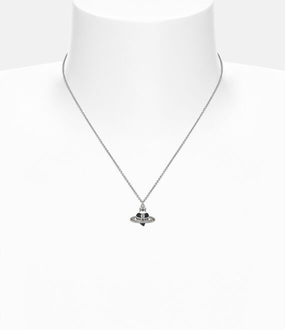 Vivienne Westwood NEW DIAMANTE HEART PENDANT - Platinum/Black