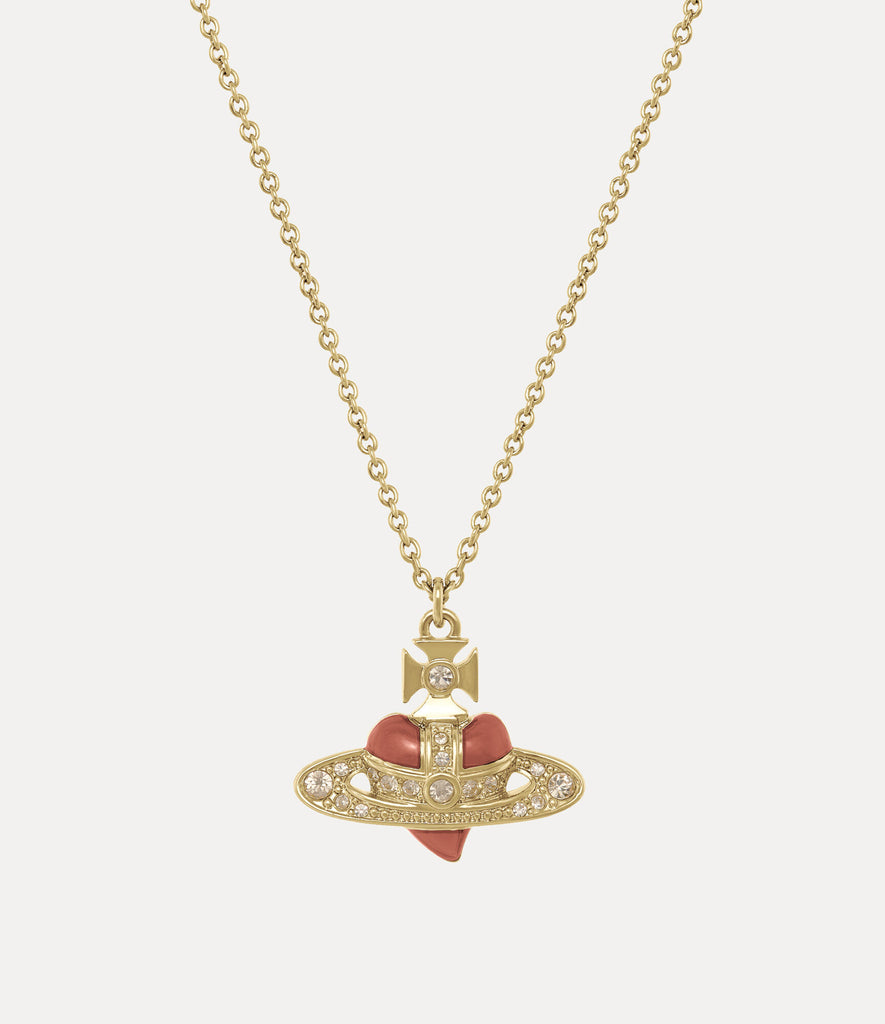 Vivienne Westwood NEW DIAMANTE HEART PENDANT - GOLD/LIGHT GOLD QUARTZ
