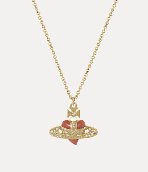 Vivienne Westwood NEW DIAMANTE HEART PENDANT - GOLD/LIGHT GOLD QUARTZ
