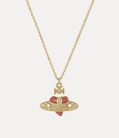 Vivienne Westwood NEW DIAMANTE HEART PENDANT - GOLD/LIGHT GOLD QUARTZ