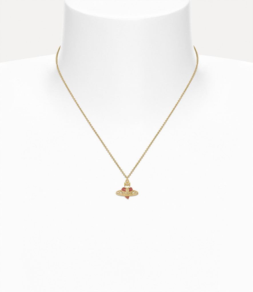 Vivienne Westwood NEW DIAMANTE HEART PENDANT - GOLD/LIGHT GOLD QUARTZ