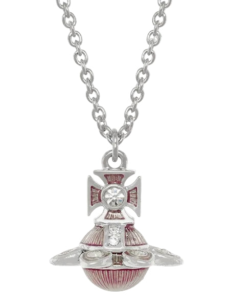 Vivienne Westwood Capucine pendant SS26-PLATINUM / WHITE Crystal / LIGHT ROSE
