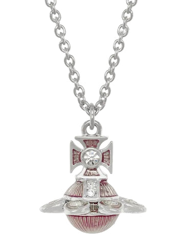 Vivienne Westwood Capucine pendant SS26-PLATINUM / WHITE Crystal / LIGHT ROSE