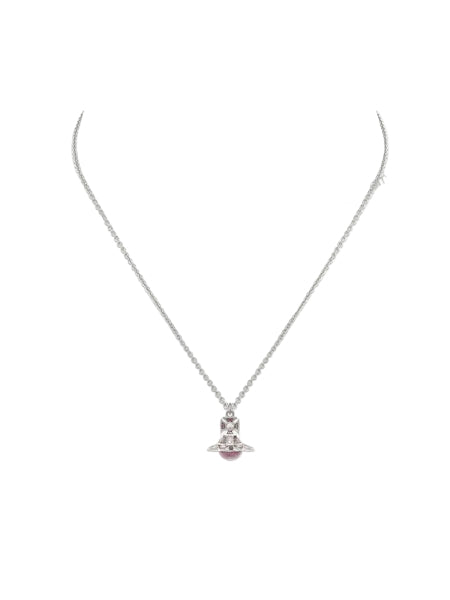 Vivienne Westwood Capucine pendant SS26-PLATINUM / WHITE Crystal / LIGHT ROSE