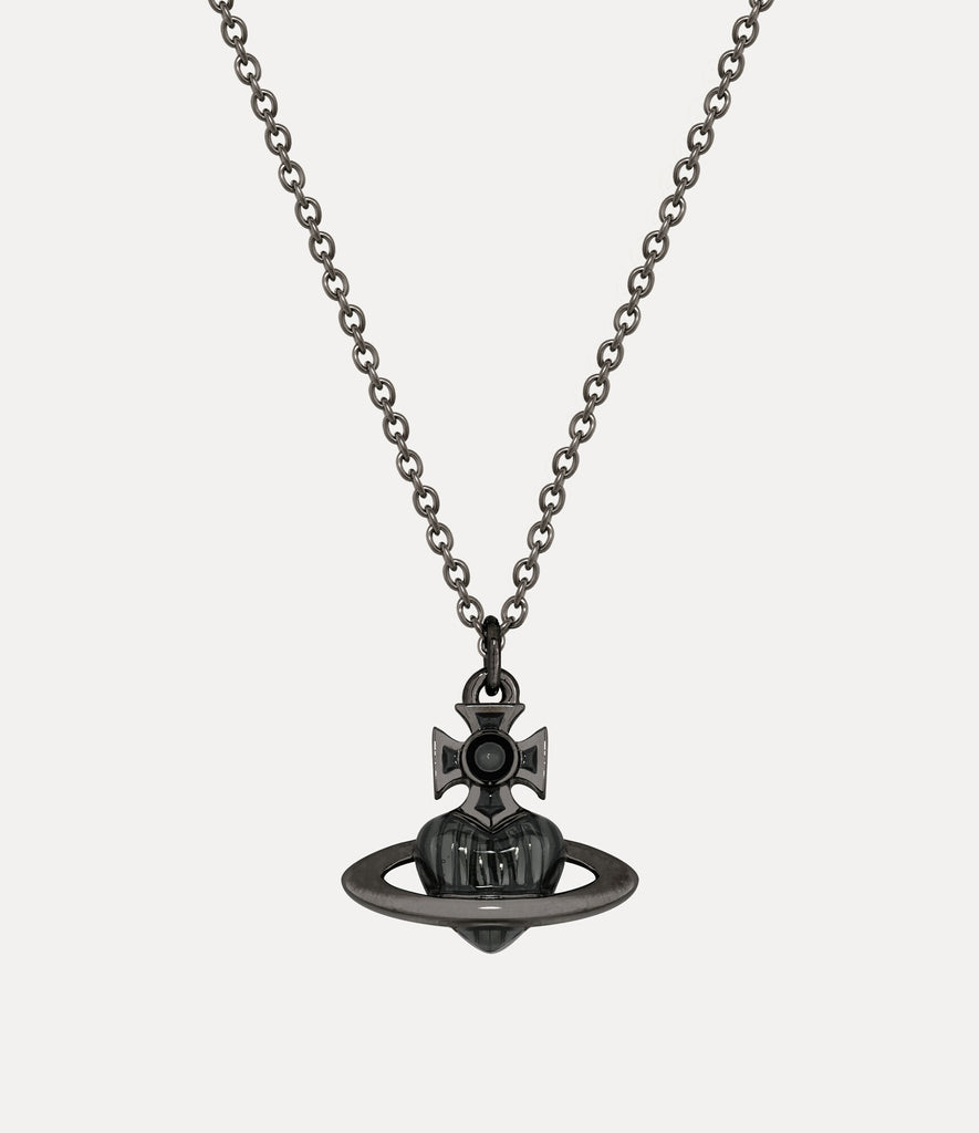 Vivienne Westwood MAN. FABIANNO PENDANT - RUTHENIUM / TRANSPARENT BLACK