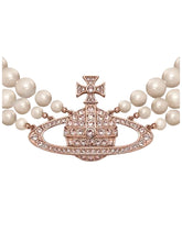 SS26 Vivienne Westwood Three Row Pearl Bas Relief Choker - Pink Gold/Pearl