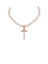 Vivienne Westwood One Row Pearl Drop Choker - Pink Gold Tone/Pearl