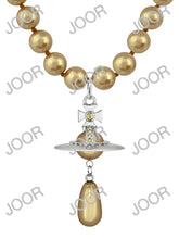 Vivienne Westwood One Row Pearl Drop Choker Platinum / Crystal Bronze Pearl / Gold