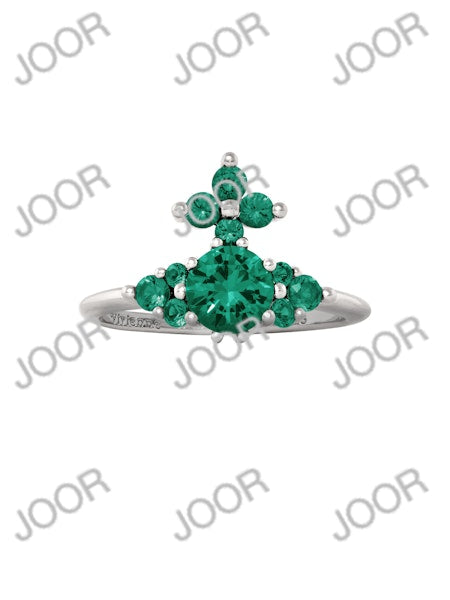 Vivienne Westwood FEODORITA RING - PLATINUM / MINT GREEN CZ