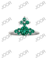 Vivienne Westwood FEODORITA RING - PLATINUM / MINT GREEN CZ