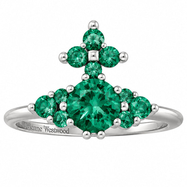 Vivienne Westwood FEODORITA RING - PLATINUM / MINT GREEN CZ