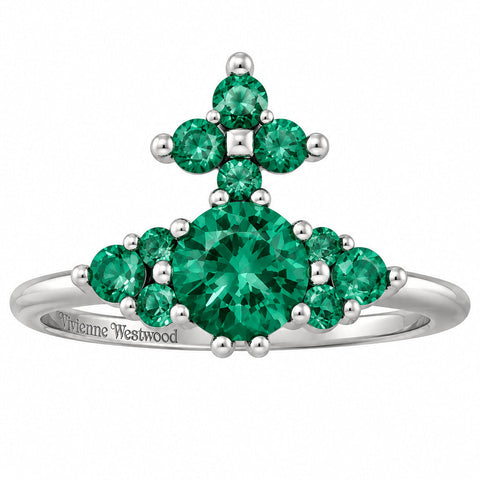 Vivienne Westwood FEODORITA RING - PLATINUM / MINT GREEN CZ