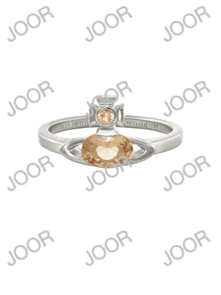 Vivienne Westwood ALLIE RING - PLATINUM / Light Brown CZ