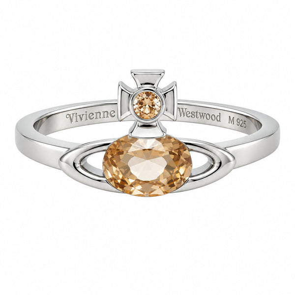Vivienne Westwood ALLIE RING - PLATINUM / Light Brown CZ