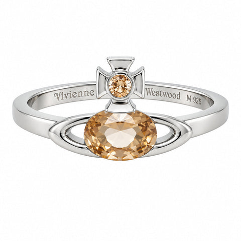 Vivienne Westwood ALLIE RING - PLATINUM / Light Brown CZ
