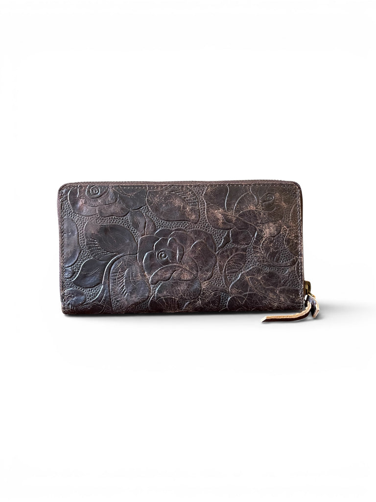 ZIPPED PURSE / WALLET - BROWN Rose