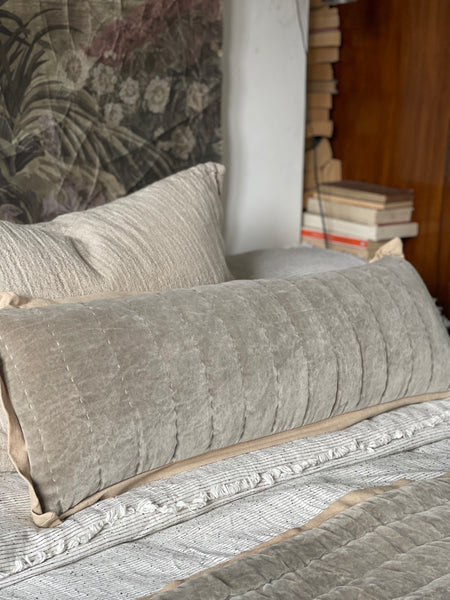 Maitri: Stonewashed Velvet Cushion - Cloud (30x90)