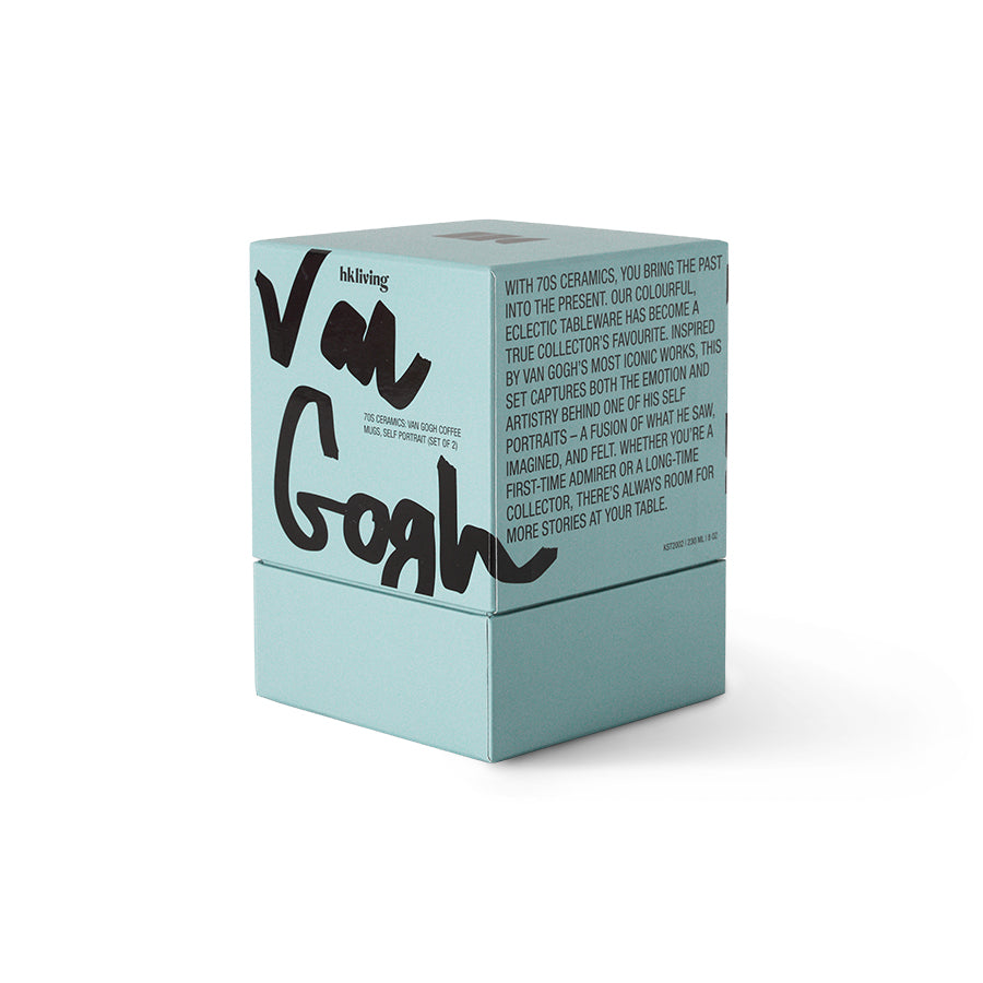 HK Living: 70s ceramics: Van Gogh coffee mugs, self portrait (set of 2)