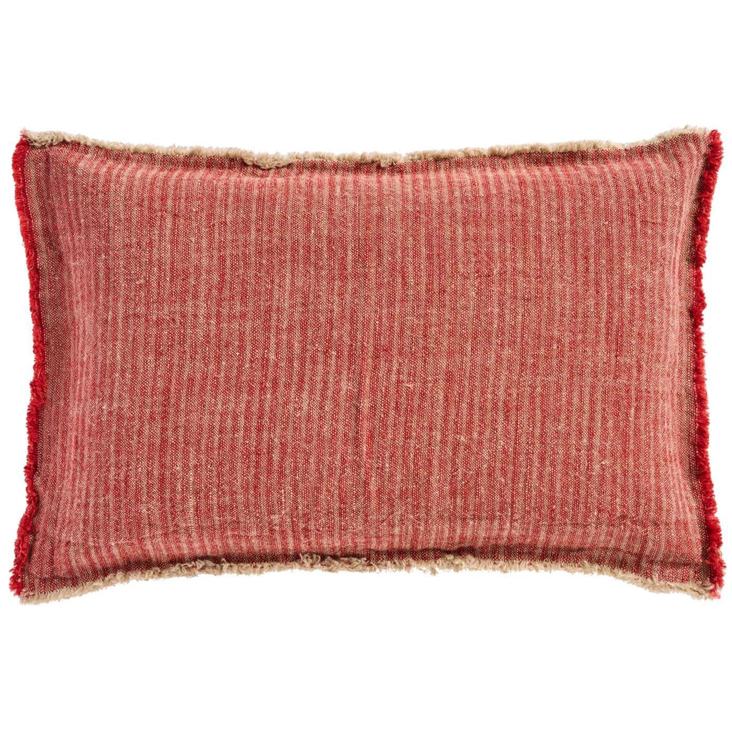 IB Cushion Cushion cover natural/rust woven stripes, 4 sides w/fringes