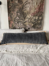 Maitri: Stonewashed Velvet Cushion  - charcoal (30x90)