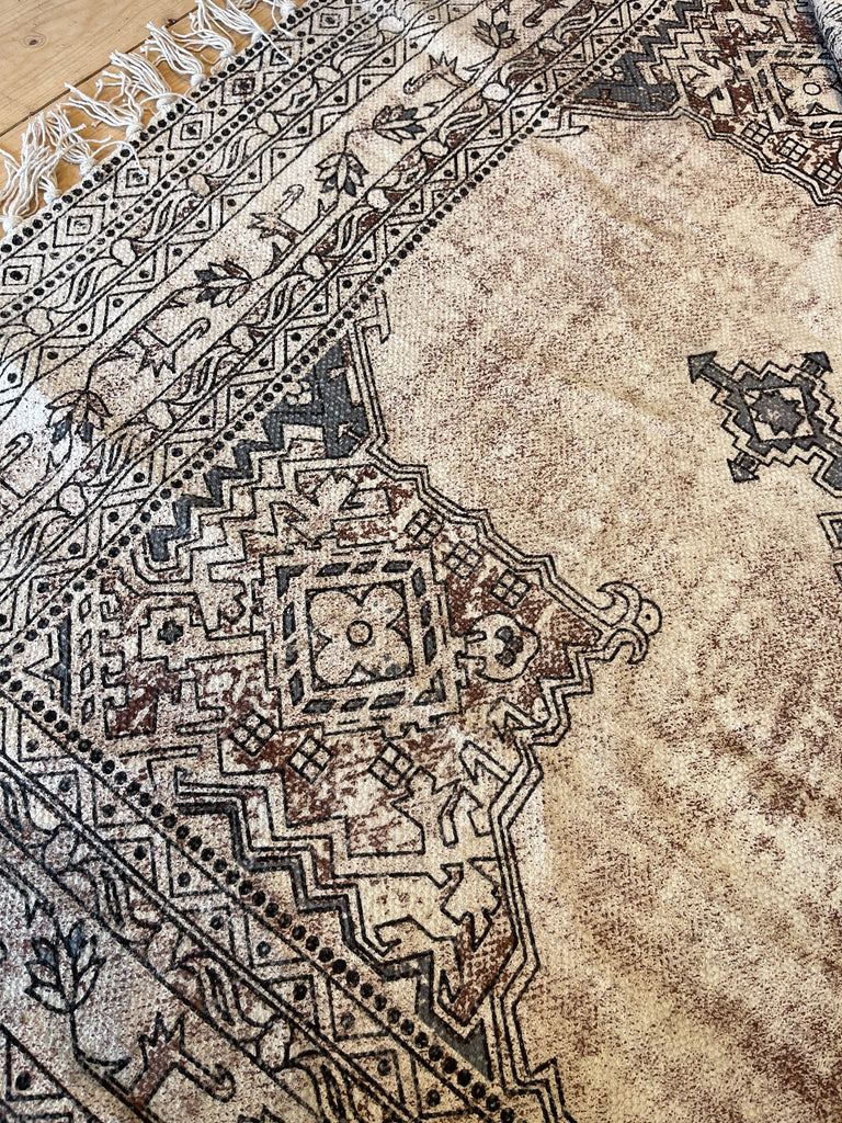 IB Handwoven Rug Brown and Dusty Blue