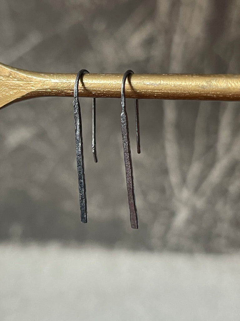 925 Silver Staple Earrings - Oxidised