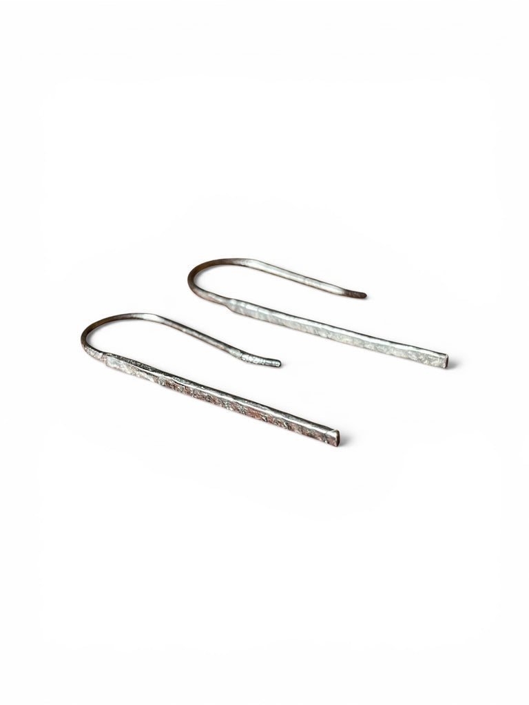 925 Silver Staple Earrings - Oxidised