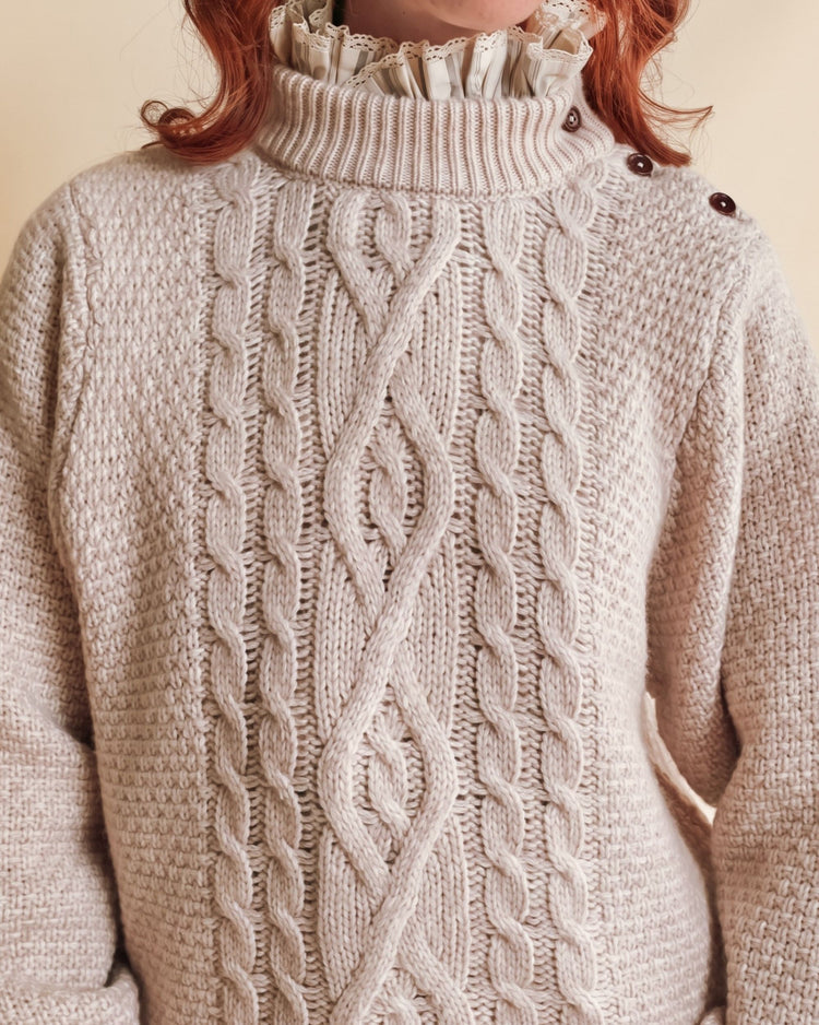 AW26 PULL Beige Irish sweater in merino wool