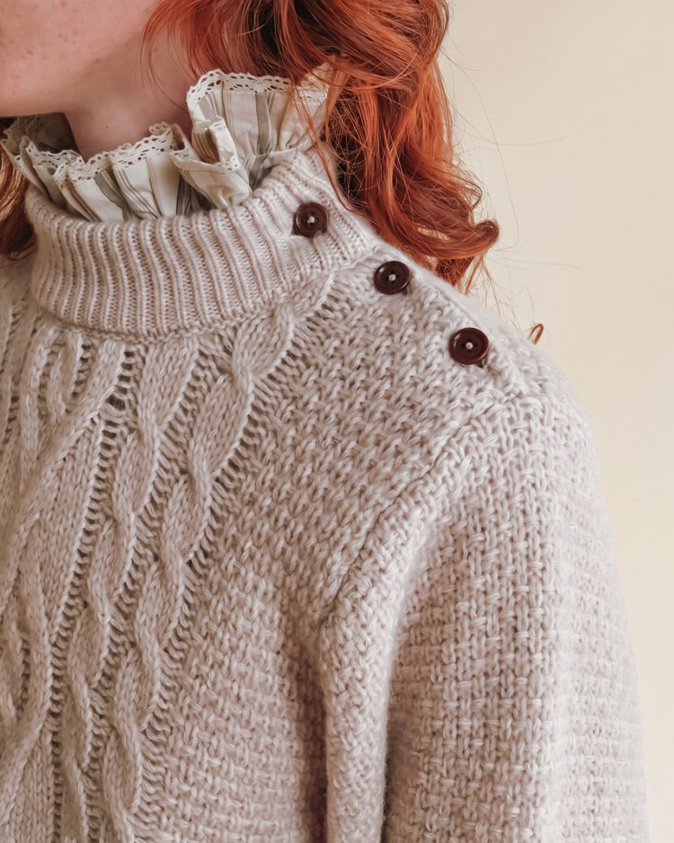 AW26 PULL Beige Irish sweater in merino wool