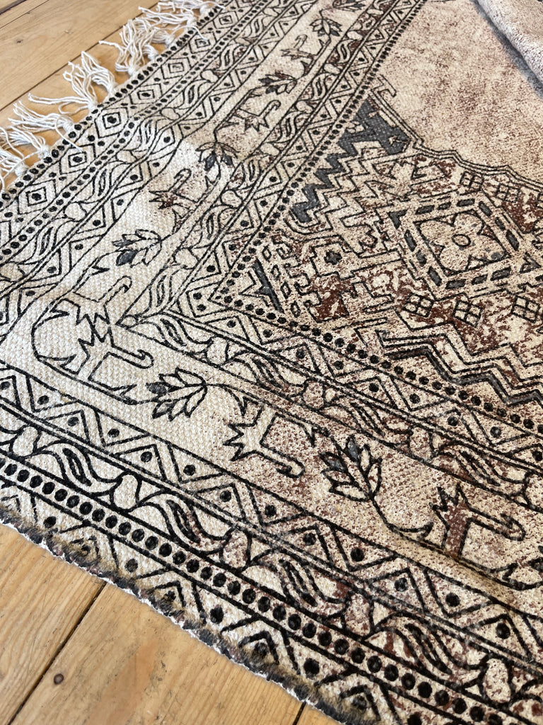 IB Handwoven Rug Brown and Dusty Blue