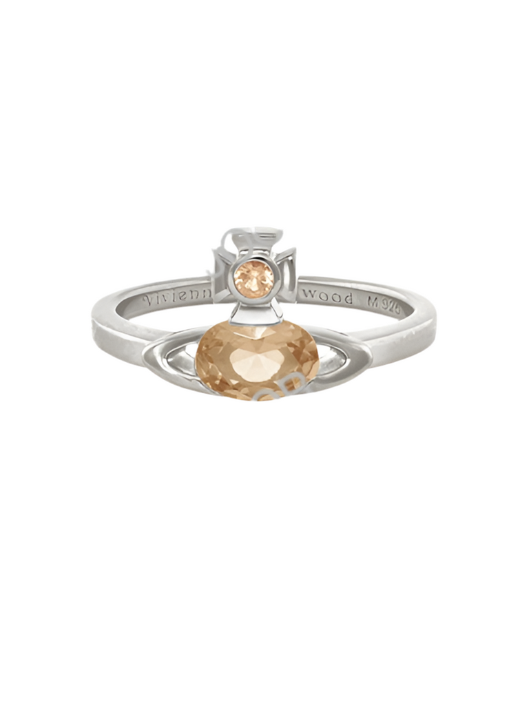 Vivienne Westwood ALLIE RING - PLATINUM / Light Brown CZ