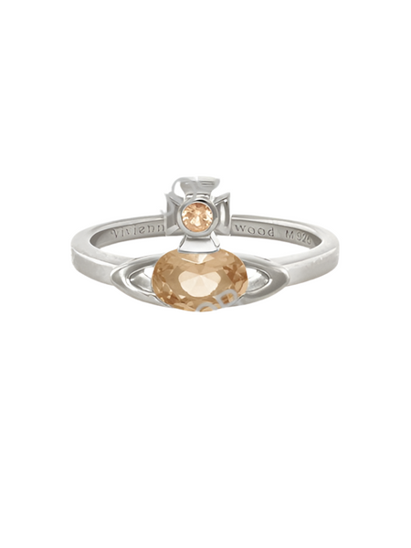 Vivienne Westwood ALLIE RING - PLATINUM / Light Brown CZ