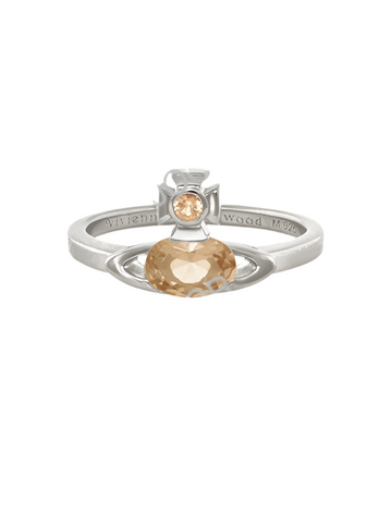 Vivienne Westwood ALLIE RING - PLATINUM / Light Brown CZ