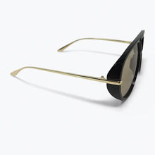 Black Aviator Style Sunglasses with Brown Lenses