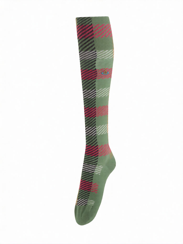 Vivienne Westwood Check High Knee Sock Sage