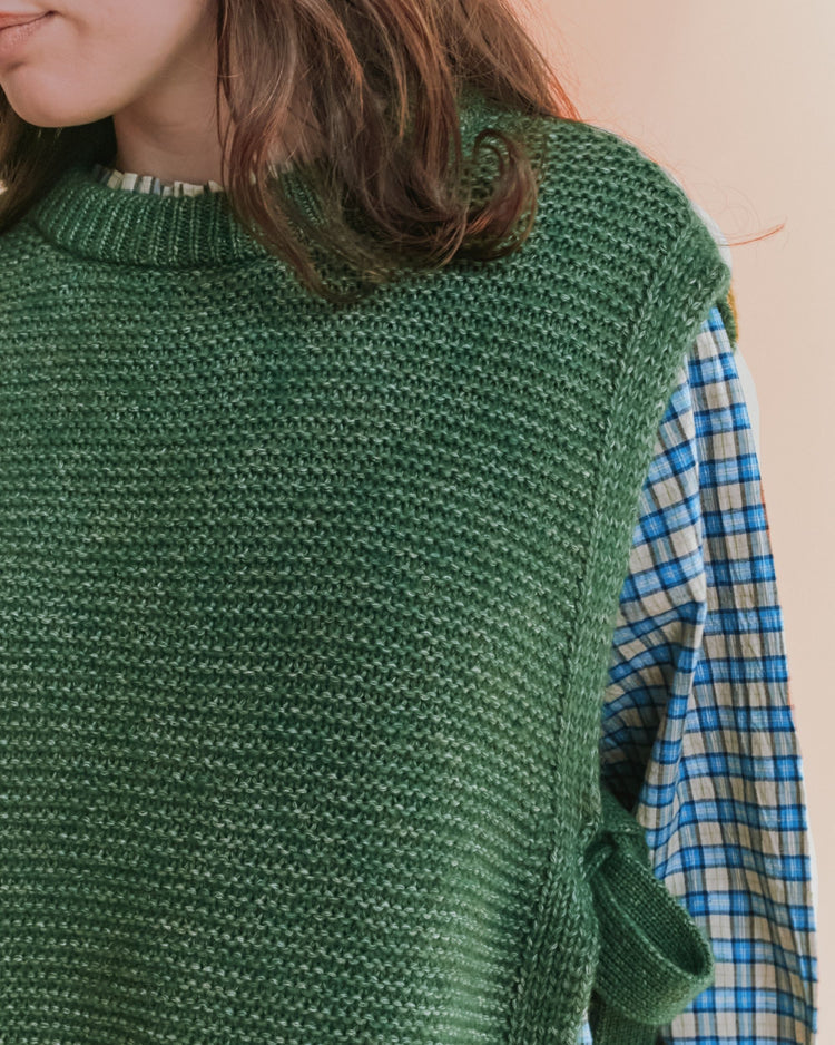 AW26 PULL Beige Sleeveless sweater merino wool blended with Mako cotton