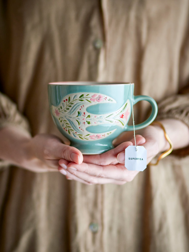 Rosalynde Mug, Green, Stoneware sold individually
