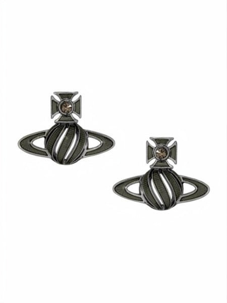 Vivienne Westwood SAMIRA BAS RELIEF EARRINGS - RUTHENIUM/BLACK DIAMOND