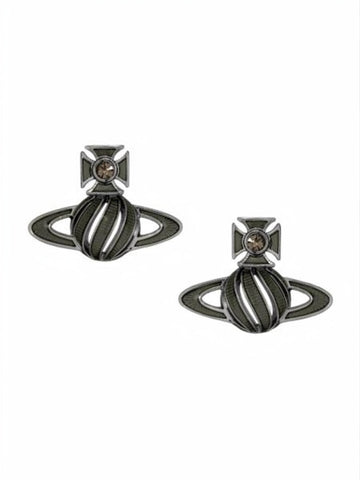 Vivienne Westwood SAMIRA BAS RELIEF EARRINGS - RUTHENIUM/BLACK DIAMOND