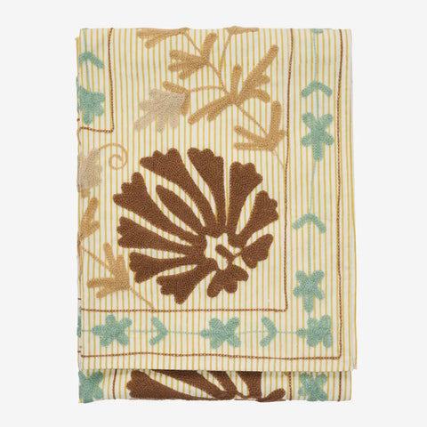 Madam Stoltz Suzani Embroidered Cotton Throw