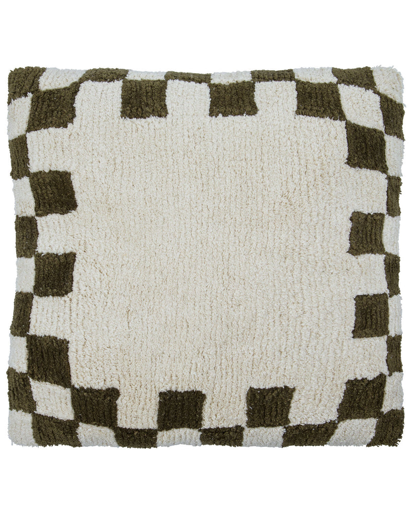 Cushion cover, HDChess, Green, Off-white