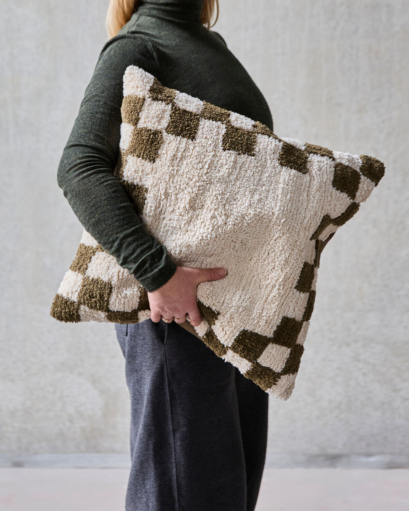 Cushion cover, HDChess, Green, Off-white