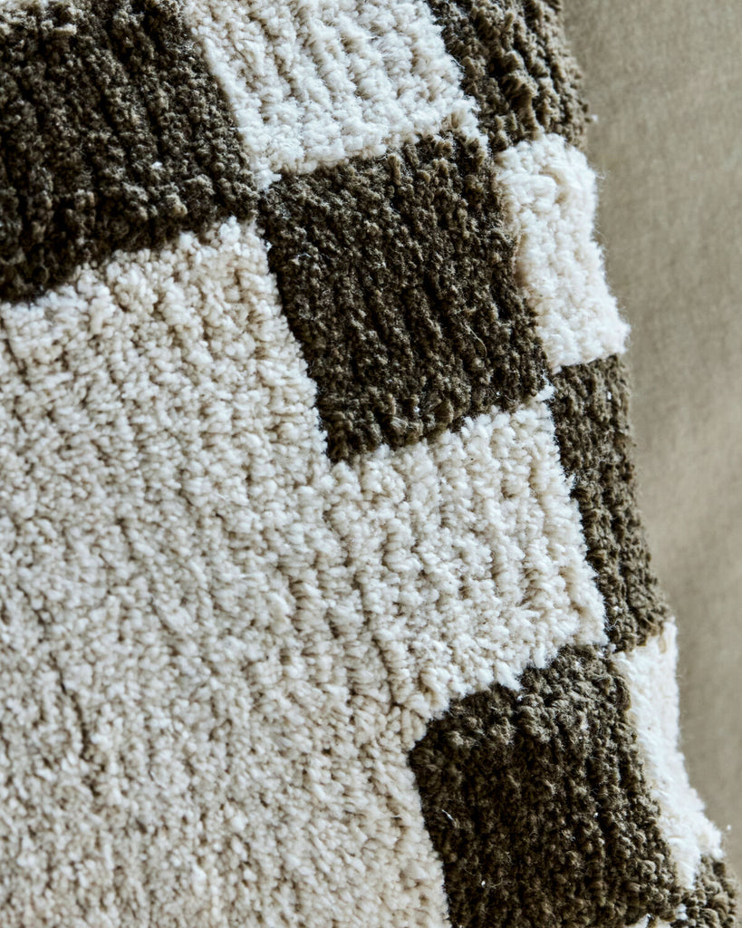 Cushion cover, HDChess, Green, Off-white