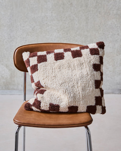 Cushion cover, HDChess, Brown, Off-white