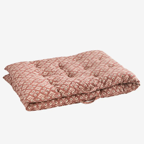 Madam Stoltz Printed Cotton Mattress - Old rose, ecru, anthracite