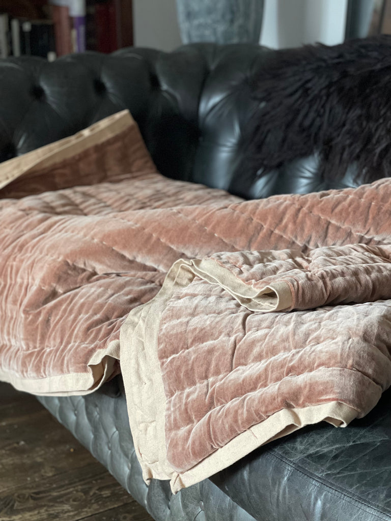 Maitri: Stonewashed Velvet quilt - CLAY
