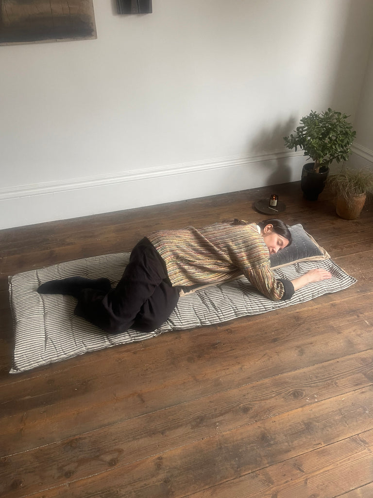 Maitri: Recycled Cream and Black stripes mattress